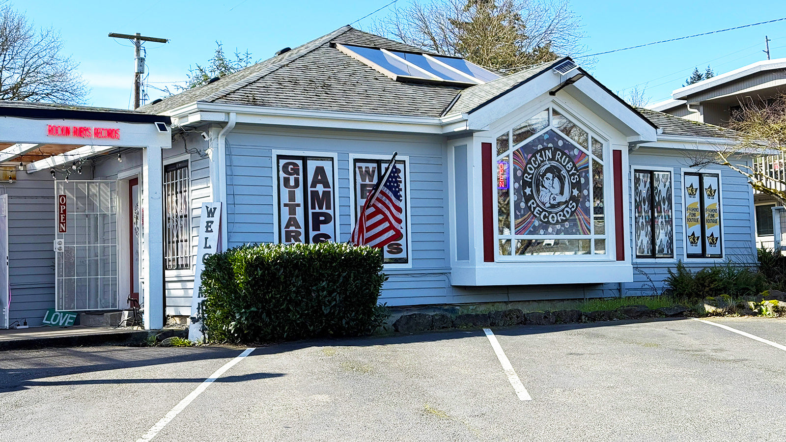 Rockin' Ruby's Records on a sunny day in Poulsbo, WA